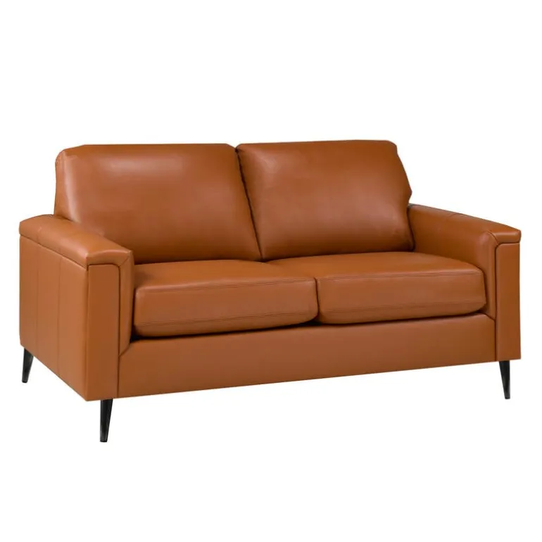 Genuine Leather Loveseat - Cognac