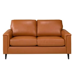 Genuine Leather Loveseat - Cognac