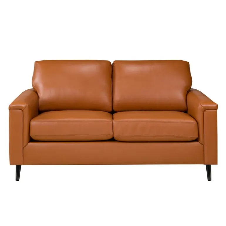 Genuine Leather Loveseat - Cognac
