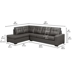 Genuine Leather Loveseat Sectional - Left-Side Chaise