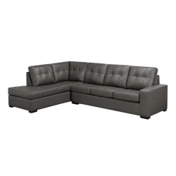 Genuine Leather Loveseat Sectional - Left-Side Chaise