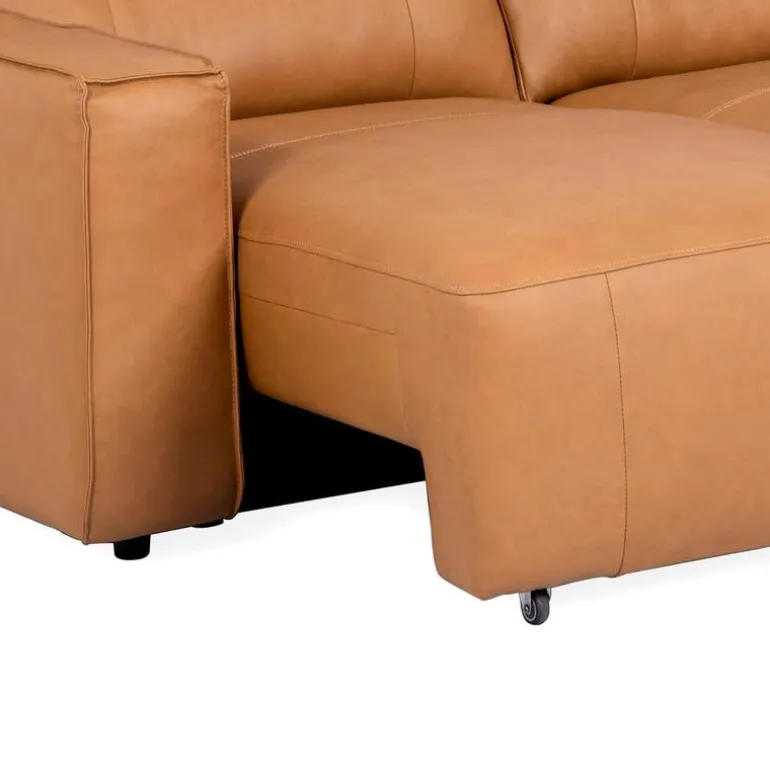 Genuine Leather Modular Loveseat with Power Sliding Seats - 2 pcs