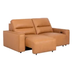 Genuine Leather Modular Loveseat with Power Sliding Seats - 2 pcs