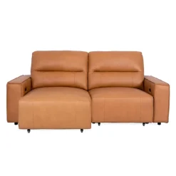 Genuine Leather Modular Loveseat with Power Sliding Seats - 2 pcs