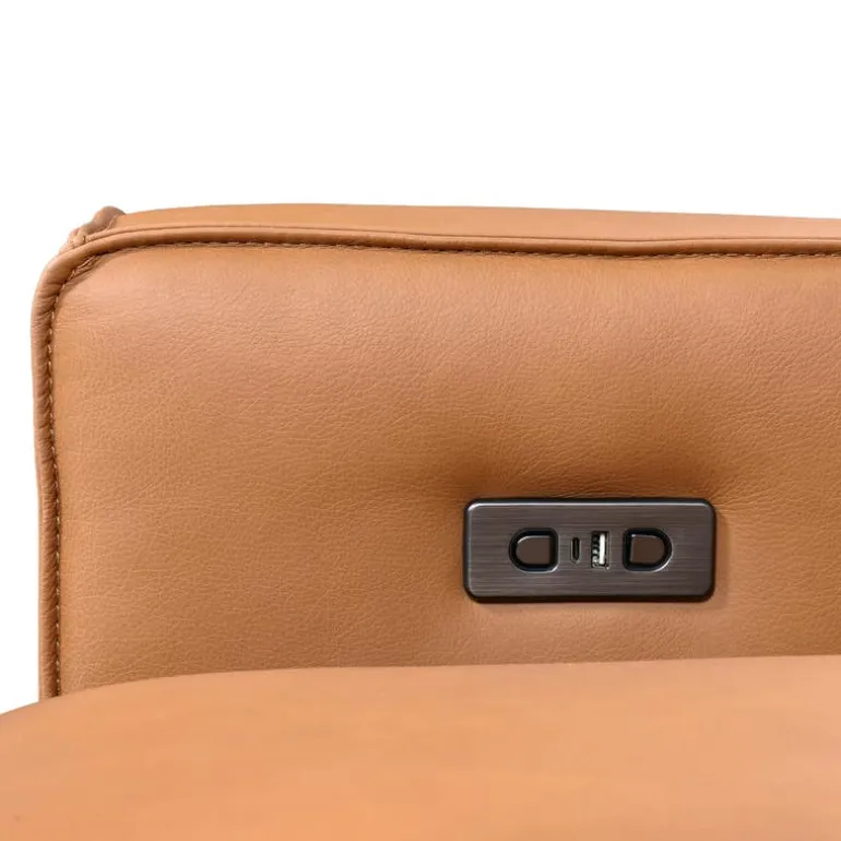 Genuine Leather Modular Sofa with Power Sliding Seats and Media Console - 4 pcs