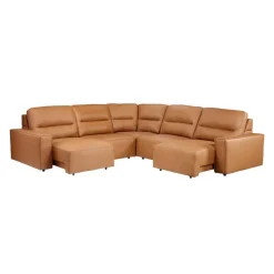 Genuine Leather Modular Sectional with Power Sliding Seats - 5 pcs