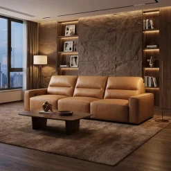 Genuine Leather Modular Sofa with Power Sliding Seats - 3 pcs