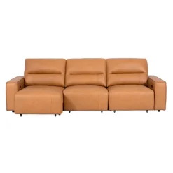 Genuine Leather Modular Sofa with Power Sliding Seats - 3 pcs