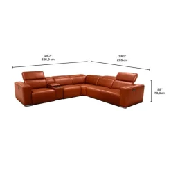 Genuine Leather Power Modular Reclining Sectional with Adjustable Headrests – 6 pcs