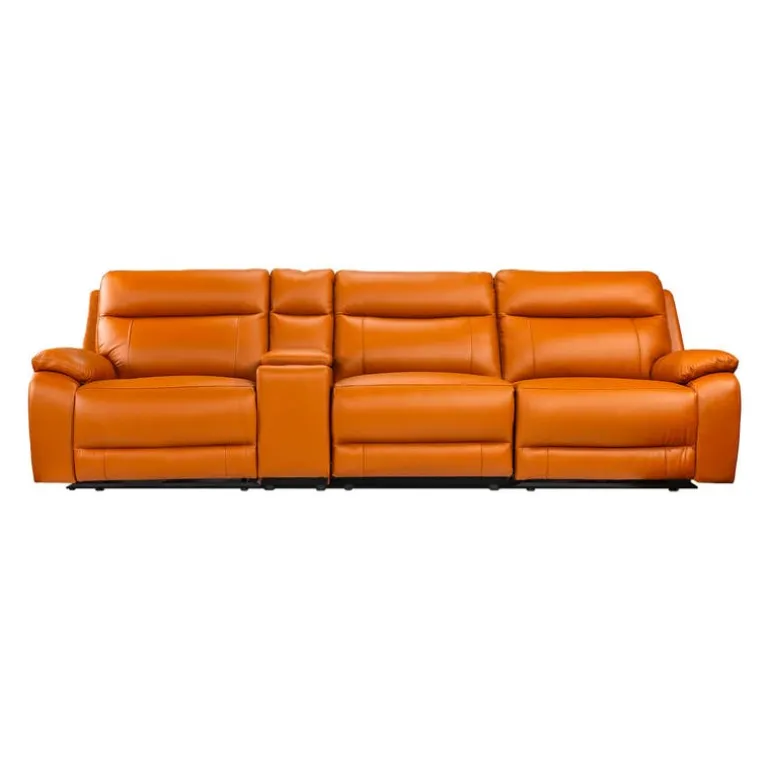 Genuine Leather Power Modular Reclining Sofa with Console - 4 pcs