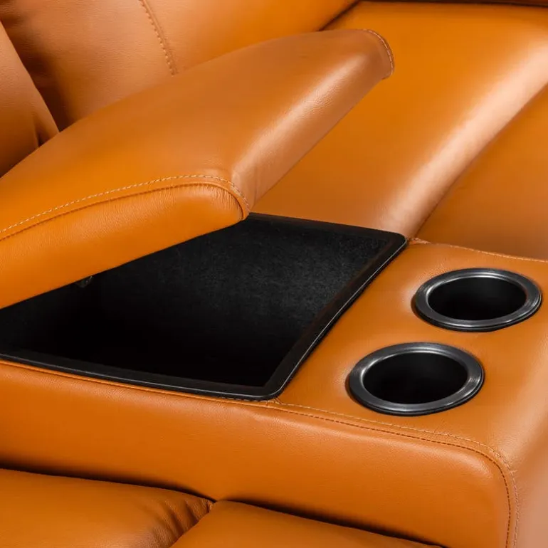 Genuine Leather Power Modular Reclining Sofa with Console - 4 pcs