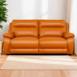 Genuine Leather Power Modular Reclining Loveseat - 2 pcs