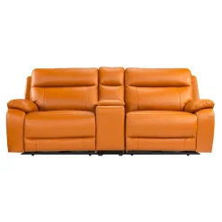 Genuine Leather Power Modular Reclining Loveseat with Console - 3 pcs