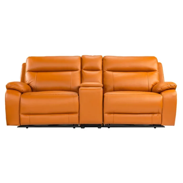 Genuine Leather Power Modular Reclining Loveseat with Console - 3 pcs