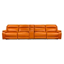 Genuine Leather Power Modular Reclining Sofa with Console - 5 pcs