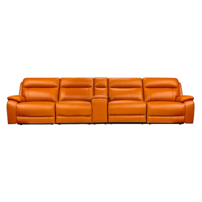 Genuine Leather Power Modular Reclining Sofa with Console - 5 pcs