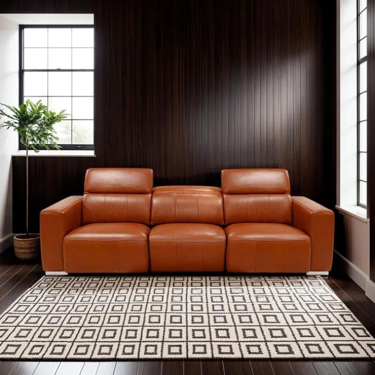 Genuine Leather Power Modular Reclining Sofa with Adjustable Headrests – 3 pcs