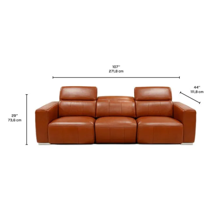 Genuine Leather Power Modular Reclining Sofa with Adjustable Headrests – 3 pcs