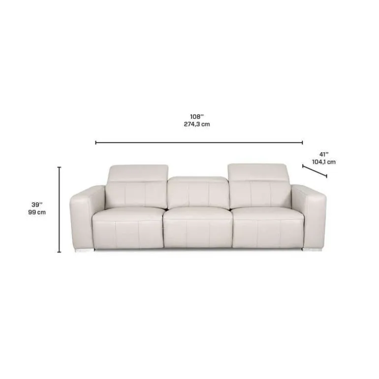 Genuine Leather Power Modular Reclining Sofa with Adjustable Headrests – 3 pcs