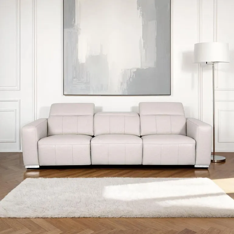 Genuine Leather Power Modular Reclining Sofa with Adjustable Headrests – 3 pcs