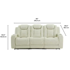 Genuine Leather Power Modular Reclining Sofa with Power Headrests, Drop-Down Backrest, and LED Lighting – 3 pcs