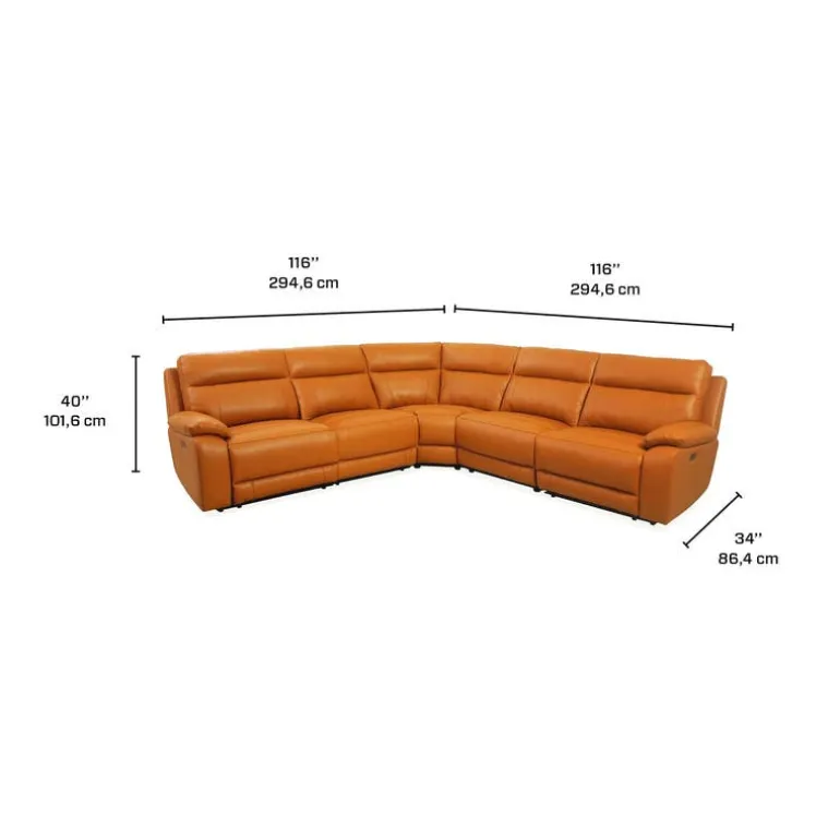 Genuine Leather Power Modular Reclining Sectional - 5 pcs