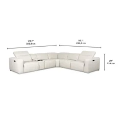 Genuine Leather Power Modular Reclining Sectional with Adjustable Headrests – 6 pcs