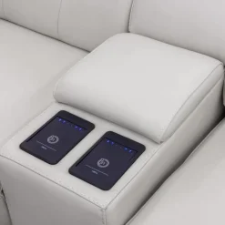 Genuine Leather Power Modular Reclining Sectional with Adjustable Headrests – 6 pcs