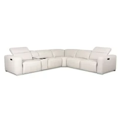 Genuine Leather Power Modular Reclining Sectional with Adjustable Headrests – 6 pcs