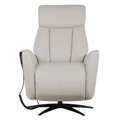 Genuine Leather Power Recliner and Swivel Chair with 4 Motors, Massage, Built-In Speakers, and LED Lighting