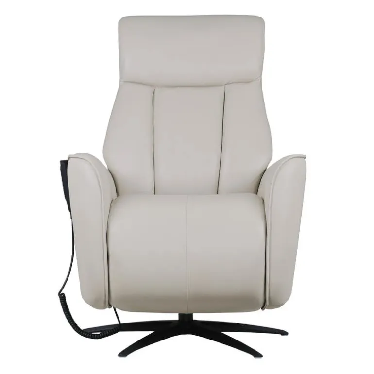 Genuine Leather Power Recliner and Swivel Chair with 4 Motors, Massage, Built-In Speakers, and LED Lighting