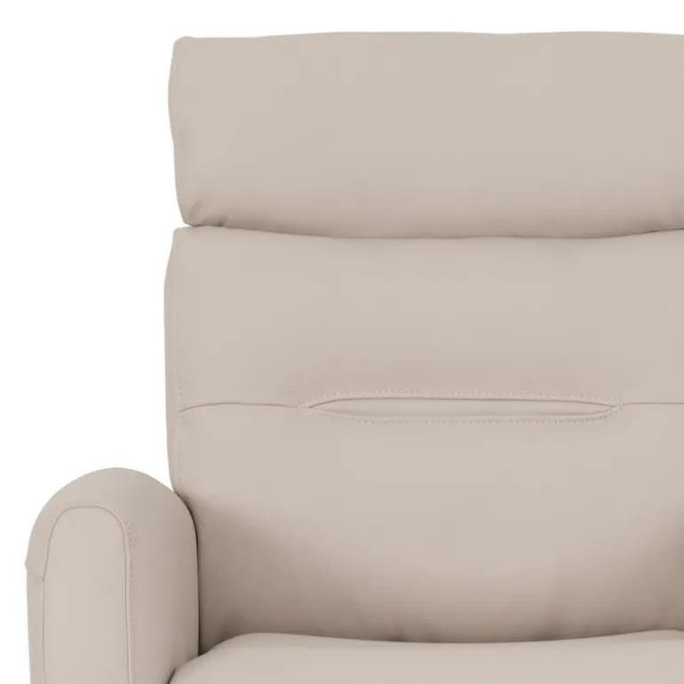 Genuine Leather Power Recliner - Beige