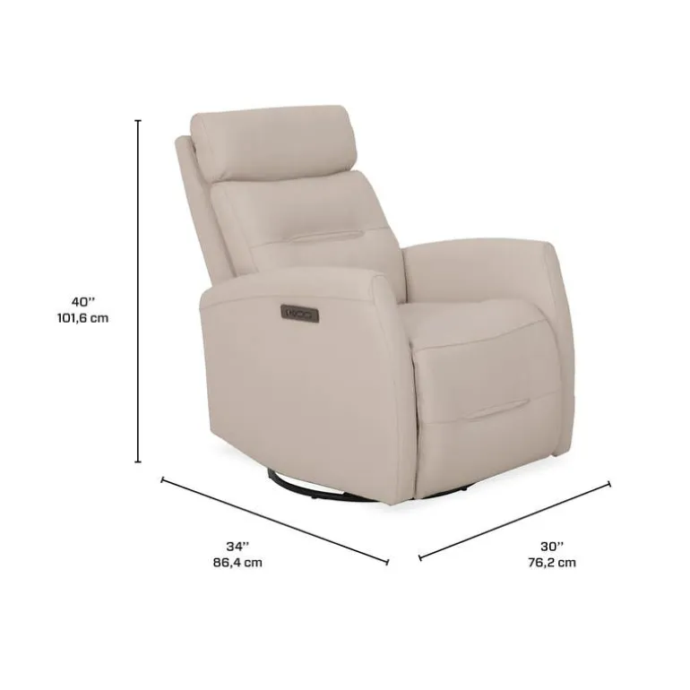 Genuine Leather Power Recliner - Beige