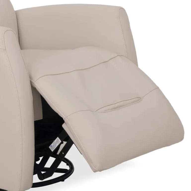 Genuine Leather Power Recliner - Beige