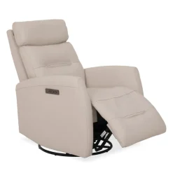 Genuine Leather Power Recliner - Beige