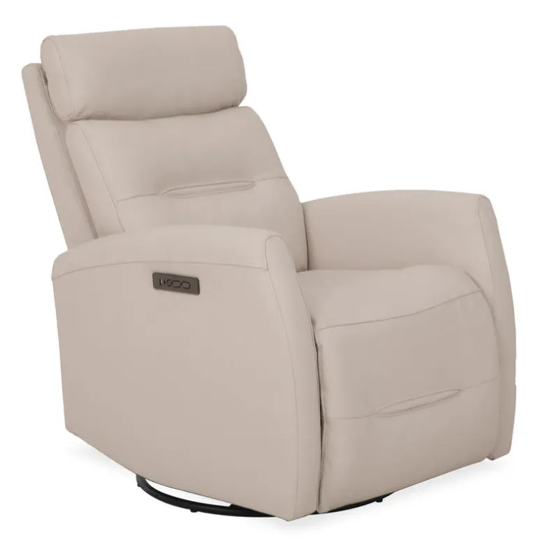Genuine Leather Power Recliner - Beige