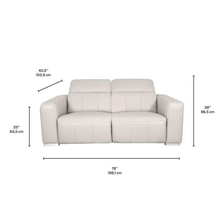 Genuine Leather Power Reclining Modular Loveseat with Adjustable Headrests – 2 pcs