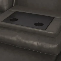 Genuine Leather Power Reclining Sectional with Chaise and Fold-Down Backrest