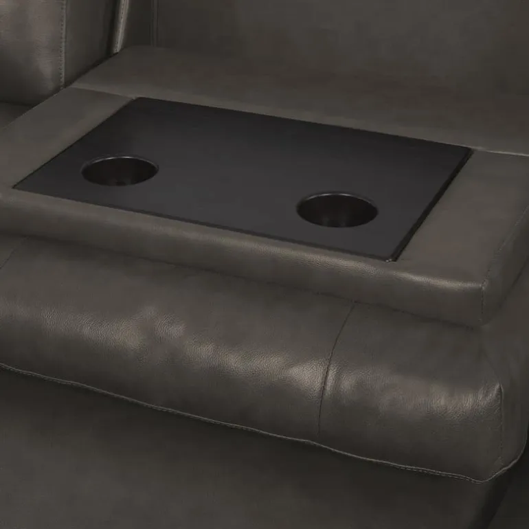 Genuine Leather Power Reclining Sectional with Chaise and Fold-Down Backrest