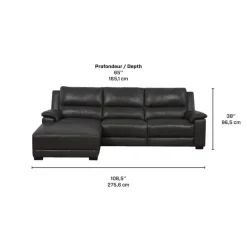 Genuine Leather Power Reclining Sectional with Chaise and Fold-Down Backrest