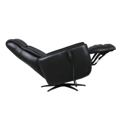 Genuine Leather Power Recliner and Swivel Chair with 4 Motors, Massage, Built-In Speakers, and LED Lighting