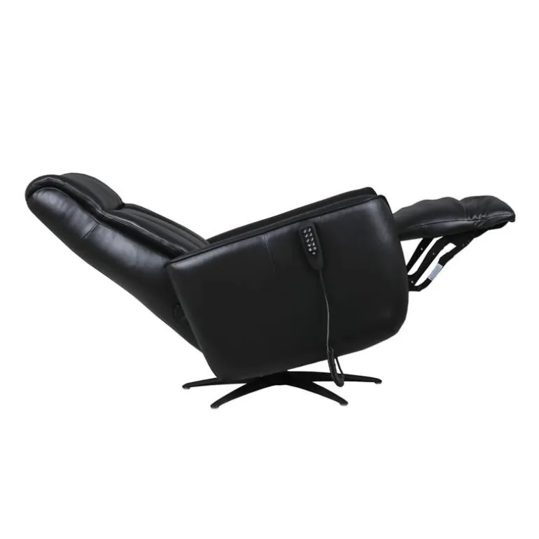 Genuine Leather Power Recliner and Swivel Chair with 4 Motors, Massage, Built-In Speakers, and LED Lighting