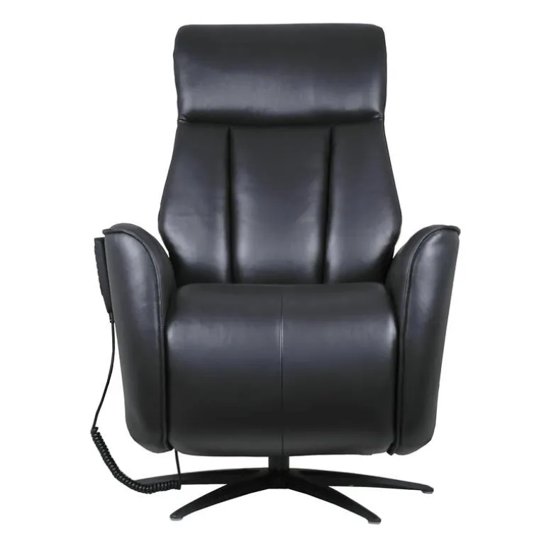 Genuine Leather Power Recliner and Swivel Chair with 4 Motors, Massage, Built-In Speakers, and LED Lighting