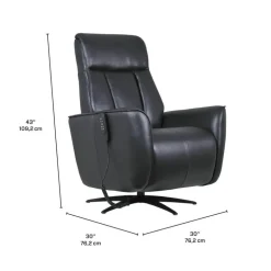 Genuine Leather Power Recliner and Swivel Chair with 4 Motors, Massage, Built-In Speakers, and LED Lighting
