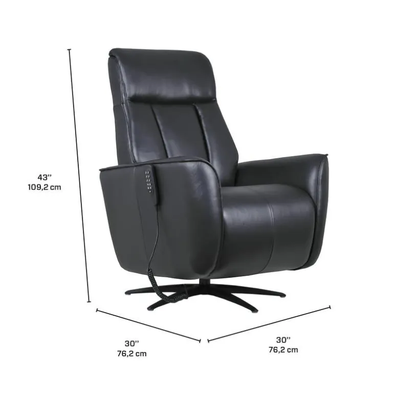 Genuine Leather Power Recliner and Swivel Chair with 4 Motors, Massage, Built-In Speakers, and LED Lighting