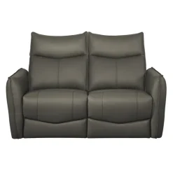 Genuine Leather Power Reclining Loveseat with 3 Motors - Headrest, Footrest & Lumbar Support