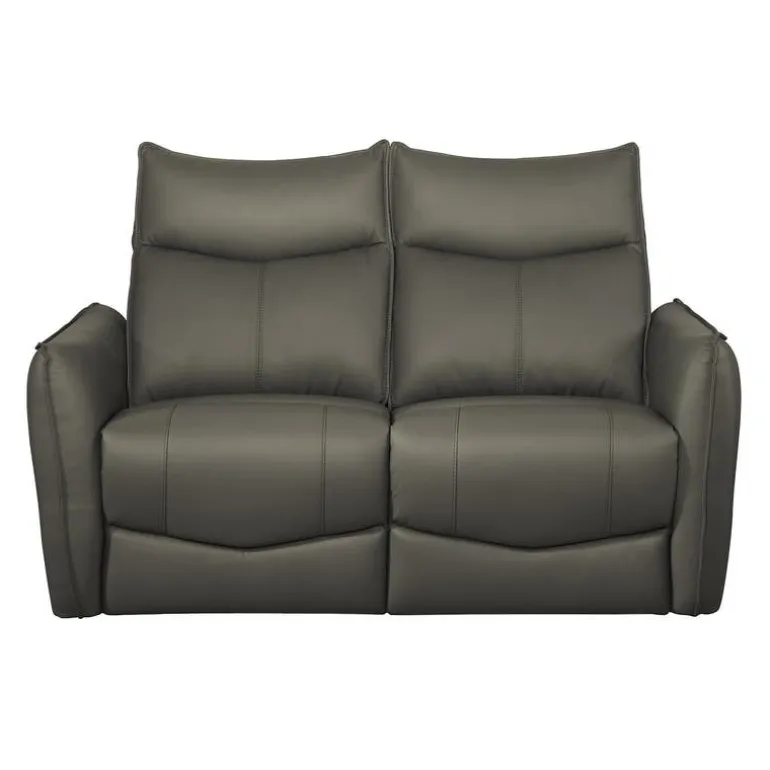 Genuine Leather Power Reclining Loveseat with 3 Motors - Headrest, Footrest & Lumbar Support