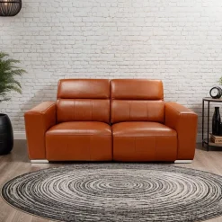 Genuine Leather Power Reclining Modular Loveseat with Adjustable Headrests – 2 pcs