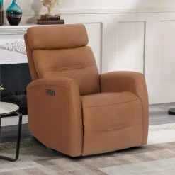 Genuine Leather Power Recliner - Tan