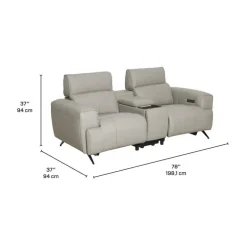 Genuine Leather Power Reclining Loveseat with Console